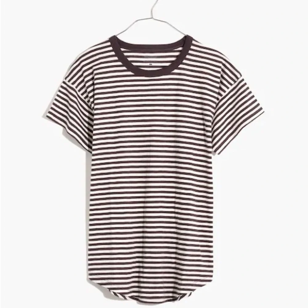Madewell Whisper Cotton Rib-Crewneck Tee in Damien Stripe M - Picture 4 of 5